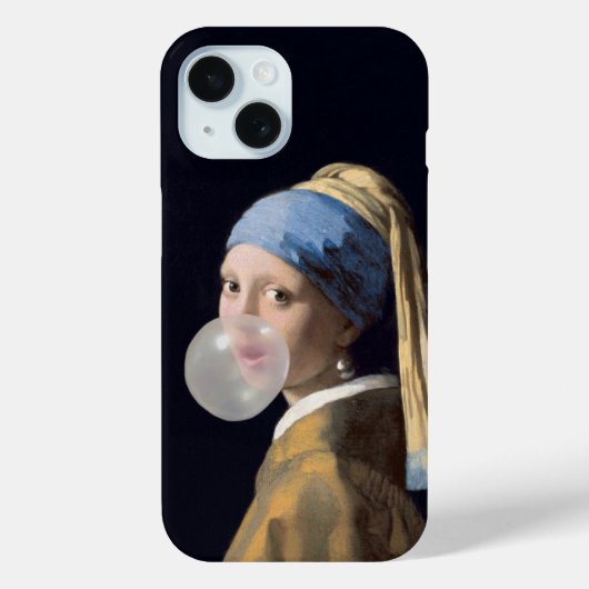 Meisje met parel oorbel blazen van een bubble gum Case-Mate iPhone case (Achterkant)