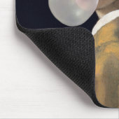 Meisje met parel oorbel blazen van een bubble gum muismat (Hoek)