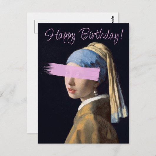 Meisje met parel oorbel Verjaardagswensen  Briefkaart (Voorkant / Achterkant)