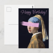 Meisje met parel oorring pop art Gefeliciteerd Briefkaart (Voorkant / Achterkant)