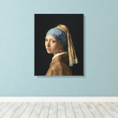 Meisje met parelaarde, c.1665-6 (olie op doek) canvas afdruk (Insitu (Houten vloer))