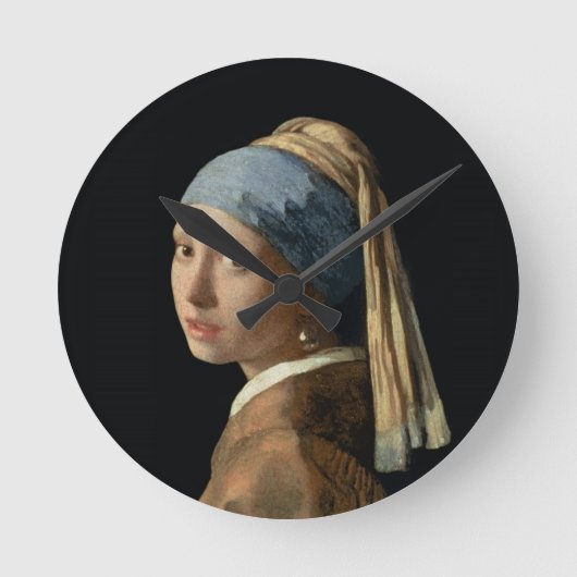 Meisje met parelaarde, c.1665-6 (olie op doek) ronde klok (Voorkant)