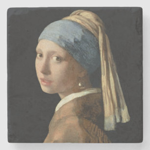 Meisje met parelaarde, c.1665-6 (olie op doek) stenen onderzetter