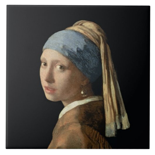 Meisje met parelaarde, c.1665-6 (olie op doek) tegeltje (Voorkant)