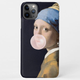 Meisje met parelmoer blazen roze bubble gum iPhone 11Pro max hoesje