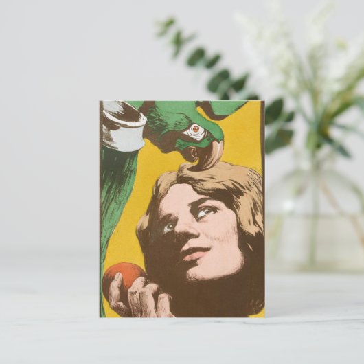 Meisje met Parrot Briefkaart (Staand voorkant)