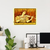 meisje met Paul Berthon Poster (Thuiskantoor)