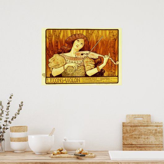  meisje met Paul Berthon Poster (Keuken)