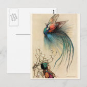 Meisje met Peacock  schilderij Briefkaart (Voorkant / Achterkant)