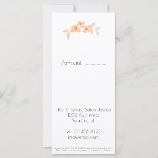  meisje met perzik waterverf rozen-Floral (Achterkant)