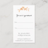  meisje met perzik waterverf rozen-Floral Afsprakenkaartje (Achterkant)