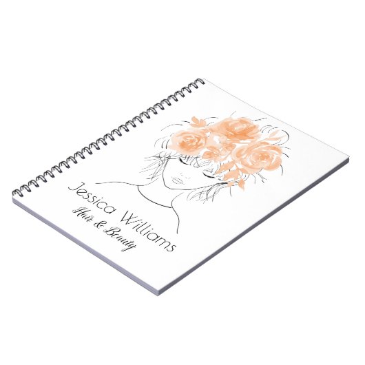  meisje met perzik waterverf rozen-Floral Notitieboek (Linkerzijde)