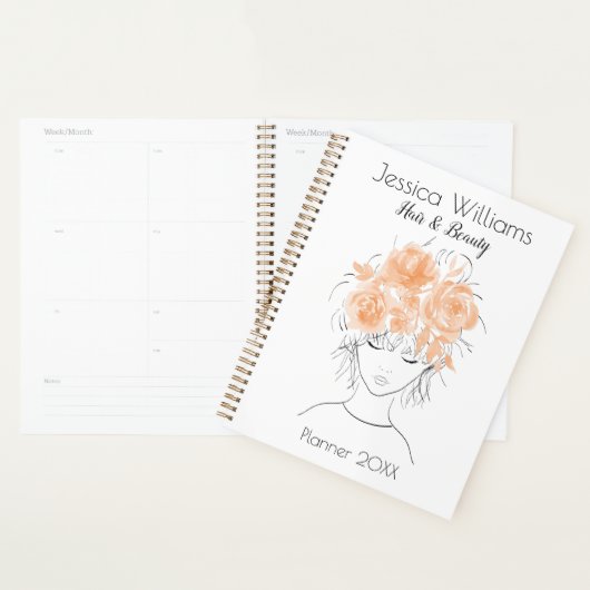 meisje met perzik waterverf rozen-Floral Planner (Display)