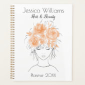  meisje met perzik waterverf rozen-Floral Planner (Voorkant)