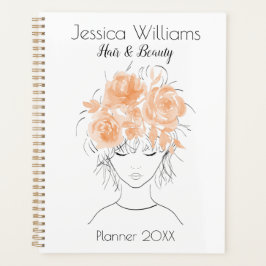  meisje met perzik waterverf rozen-Floral Planner