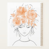  meisje met perzik waterverf rozen-Floral Planner (Achterkant)