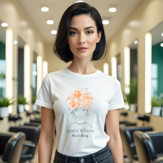 meisje met perzik waterverf rozen-Floral T-shirt