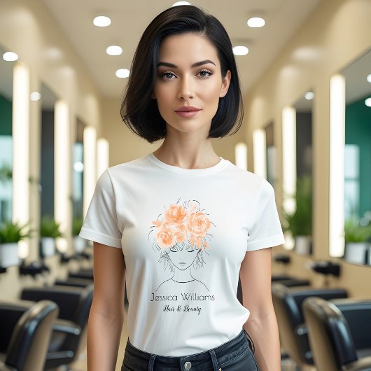 meisje met perzik waterverf rozen-Floral T-shirt