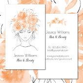  meisje met perzik waterverf rozen-Floral Visitekaartje