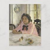Meisje met perziken, 1887 briefkaart (Voorkant)