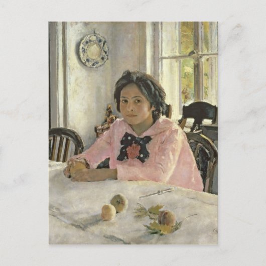 Meisje met perziken, 1887 briefkaart (Voorkant)