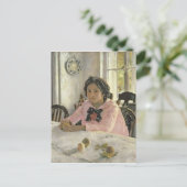 Meisje met perziken, 1887 briefkaart (Staand voorkant)