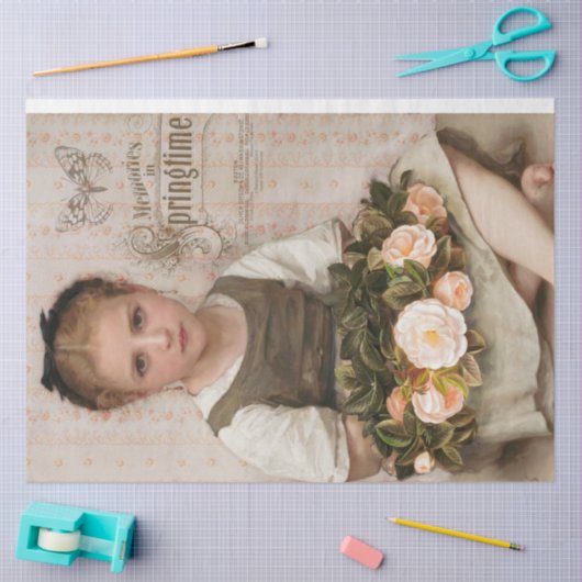  meisje met perzikenRozen ontkoppelen Tissuepapier (Craft)