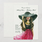 Meisje met Pet uitnodiging (Voorkant / Achterkant)