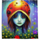 Meisje met pet van ladybug douchegordijn (Voorkant)