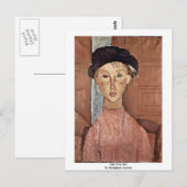 Meisje met Pet van Modigliani Amedeo Briefkaart (Voorkant / Achterkant)