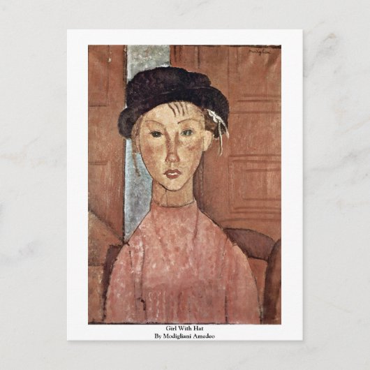 Meisje met Pet van Modigliani Amedeo Briefkaart (Voorkant)