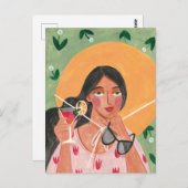 Meisje met petten zonnebril briefkaart (Voorkant / Achterkant)