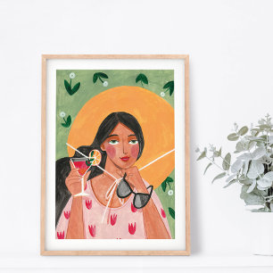 Meisje met petten zonnebril poster