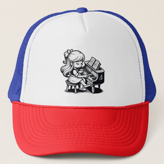 Meisje met pianoteksten trucker pet (Voorkant)