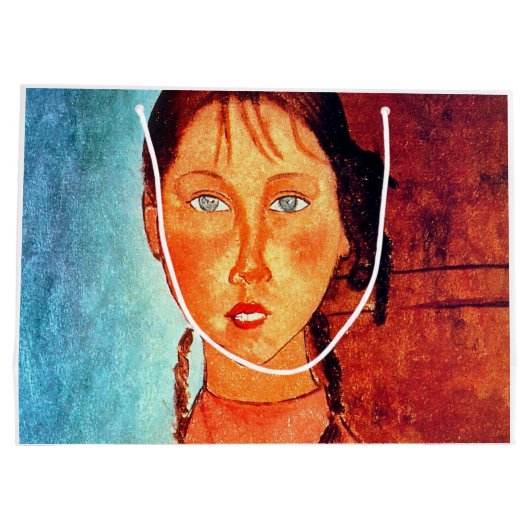 Meisje met pigtails, Modigliani Groot Cadeauzakje (Achterkant)