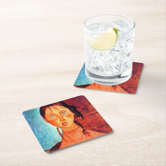 Meisje met pigtails, Modigliani Kartonnen Onderzetters (Insitu)