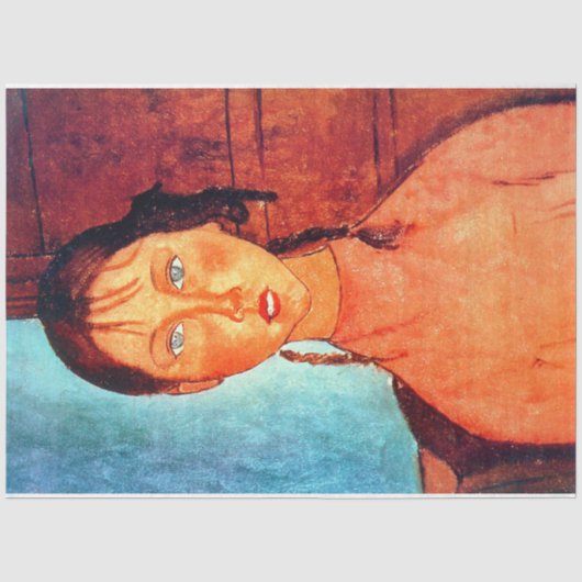 Meisje met pigtails, Modigliani Tissuepapier (Voorkant)