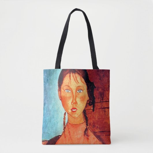 Meisje met pigtails, Modigliani Tote Bag (Voorkant)