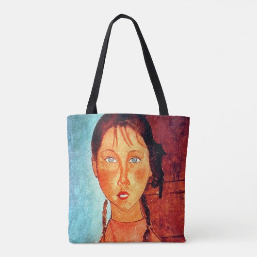 Meisje met pigtails, Modigliani Tote Bag (Achterkant)