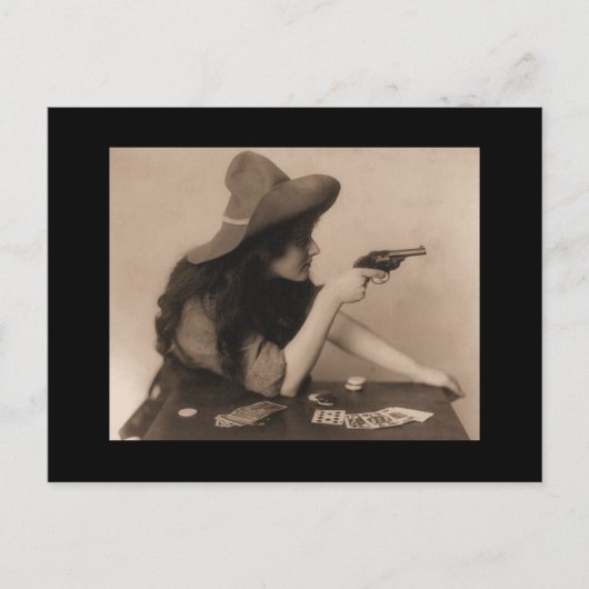  meisje met pistool briefkaart (Voorkant)