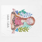 Meisje met Planten Fleece Deken (Voorkant (Horizontaal))