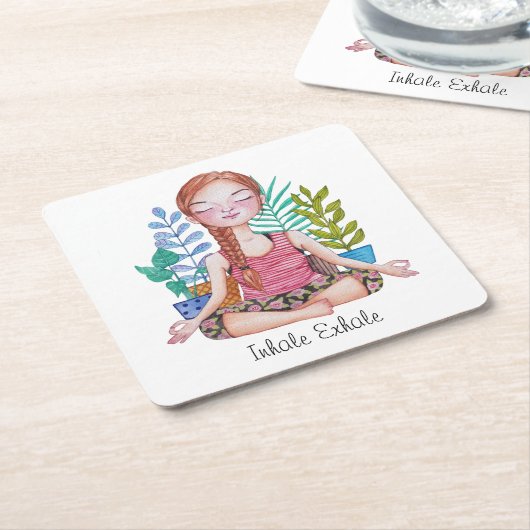 Meisje met Planten Kartonnen Onderzetters (Schuin)