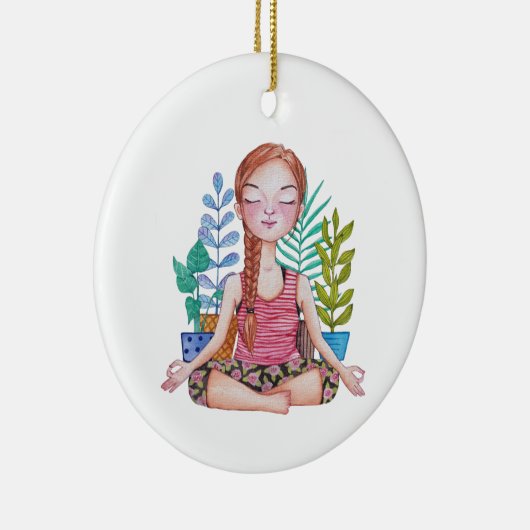 Meisje met Planten Keramisch Ornament (Rechts)