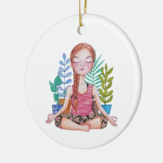 Meisje met Planten Keramisch Ornament (Links)