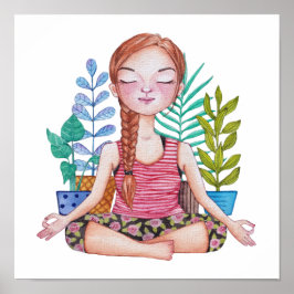 Meisje met Planten Poster