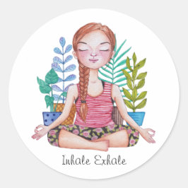 Meisje met Planten Ronde Sticker