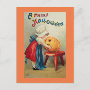  meisje met pompoen briefkaart