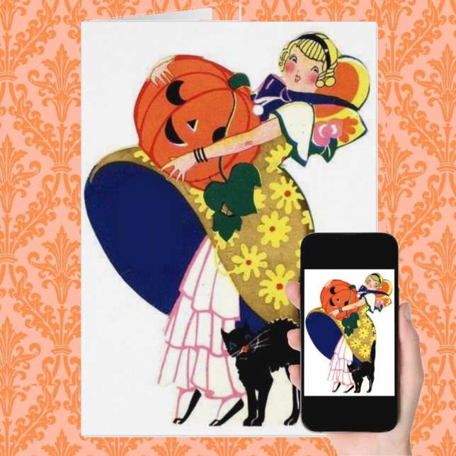 Meisje met pompoen en zwarte kat (Creator heeft geüpload)