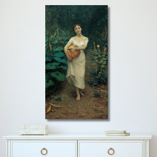 Meisje met pompoen Zonaro 1889 Canvas Afdruk
