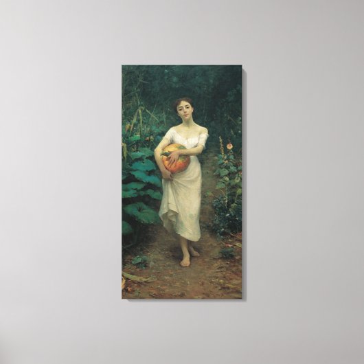 Meisje met pompoen Zonaro 1889 Canvas Afdruk (Voorkant)